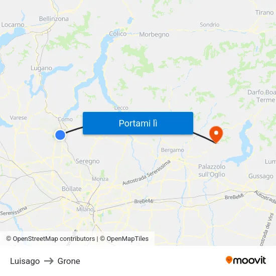 Luisago to Grone map