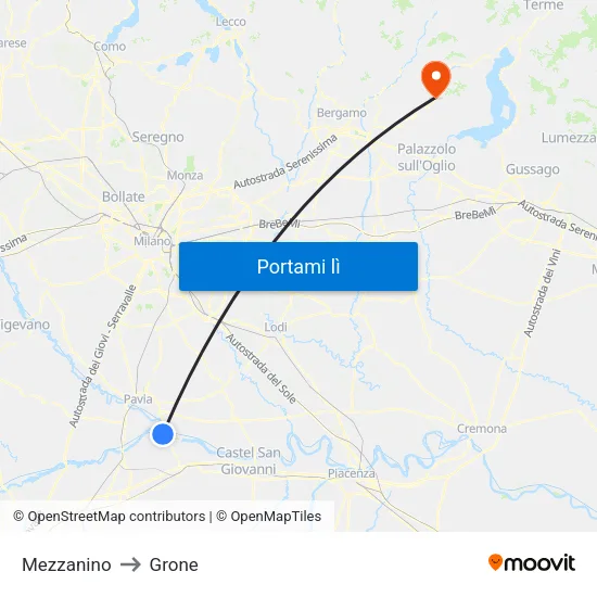 Mezzanino to Grone map