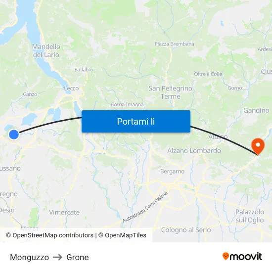 Monguzzo to Grone map