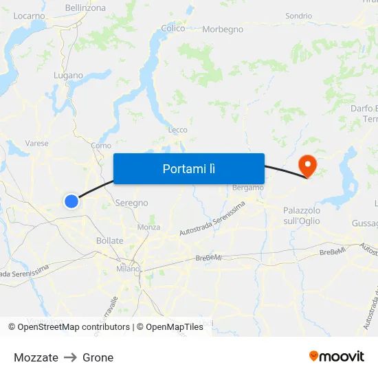 Mozzate to Grone map