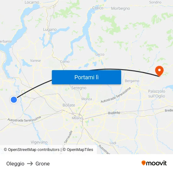 Oleggio to Grone map