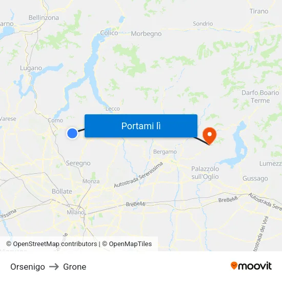 Orsenigo to Grone map