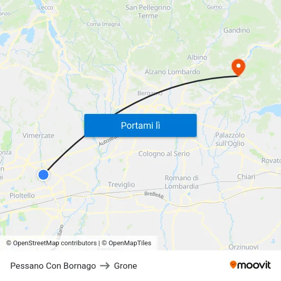 Pessano Con Bornago to Grone map