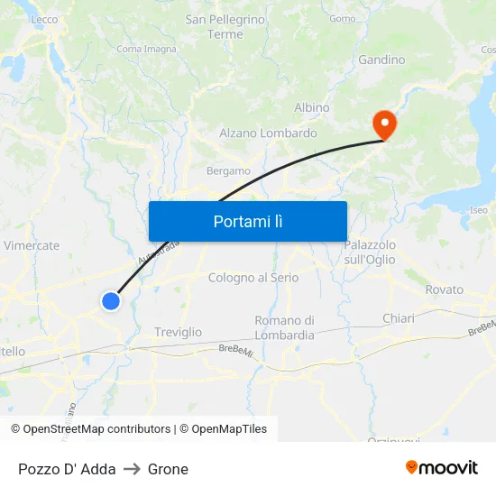 Pozzo D' Adda to Grone map