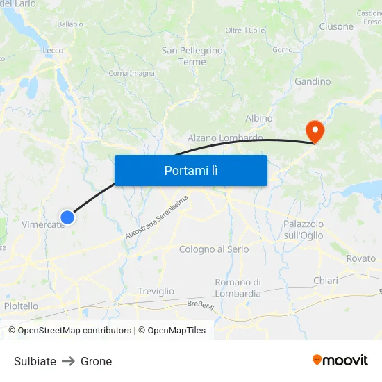 Sulbiate to Grone map
