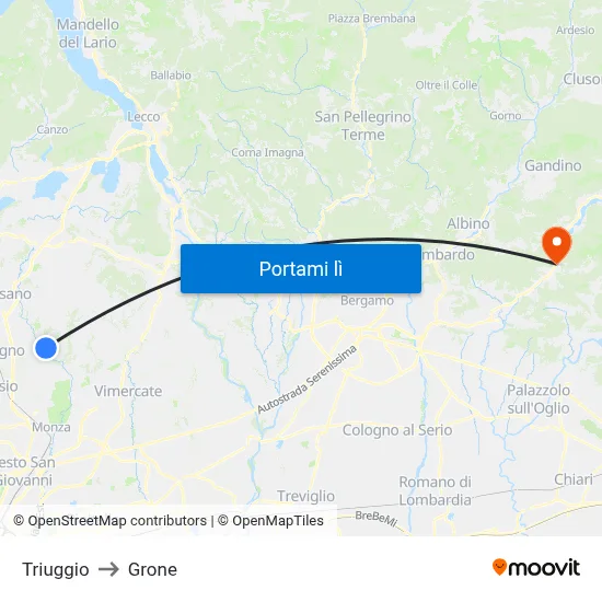 Triuggio to Grone map