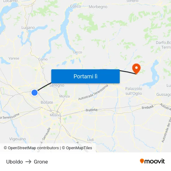 Uboldo to Grone map