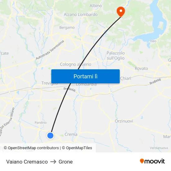 Vaiano Cremasco to Grone map