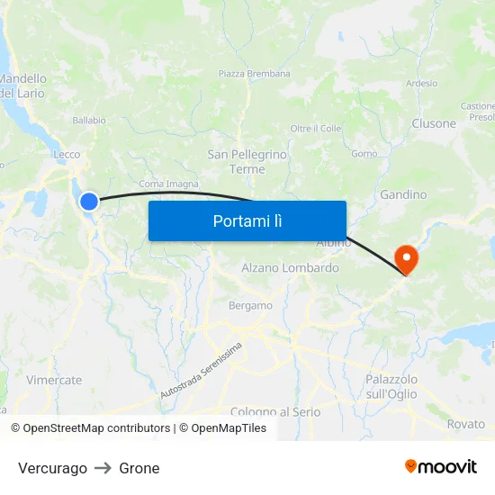 Vercurago to Grone map