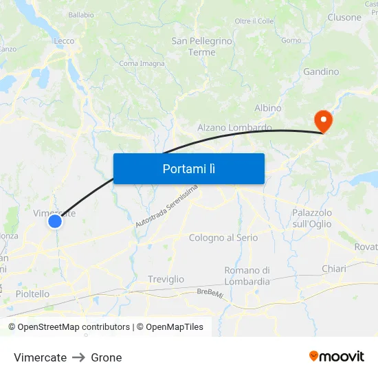 Vimercate to Grone map