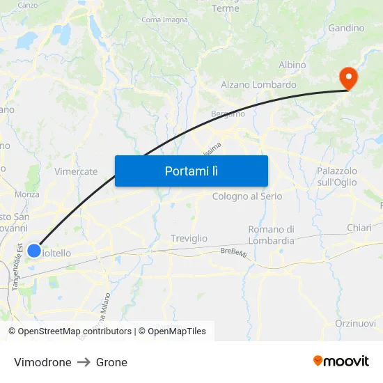 Vimodrone to Grone map