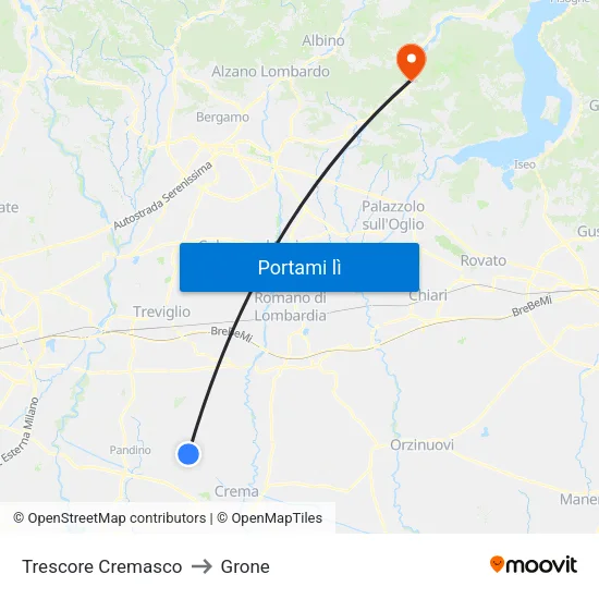 Trescore Cremasco to Grone map
