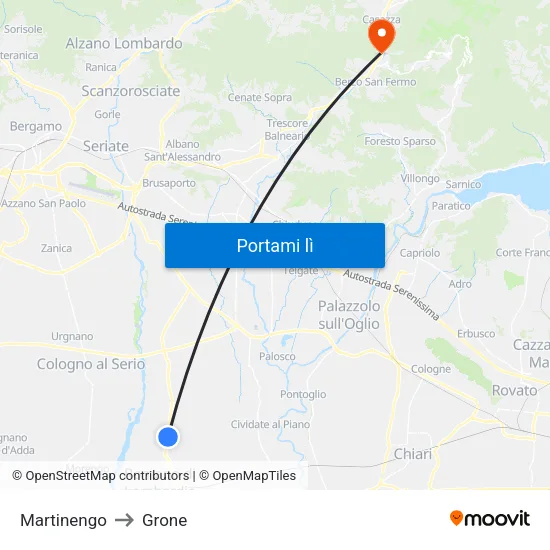 Martinengo to Grone map