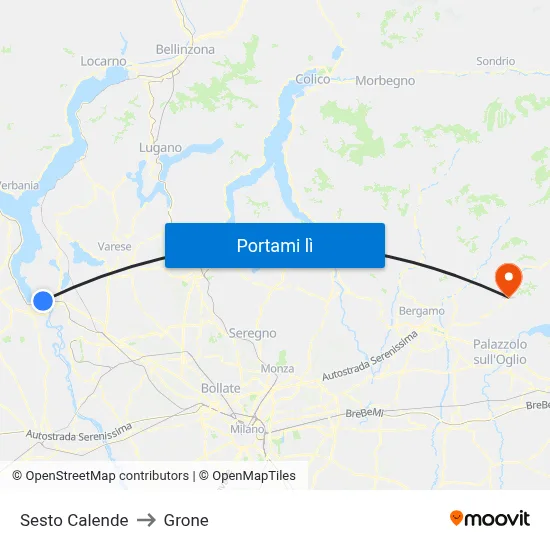 Sesto Calende to Grone map