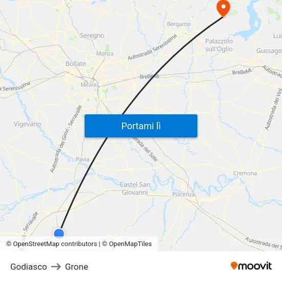 Godiasco to Grone map