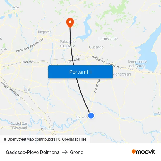 Gadesco-Pieve Delmona to Grone map
