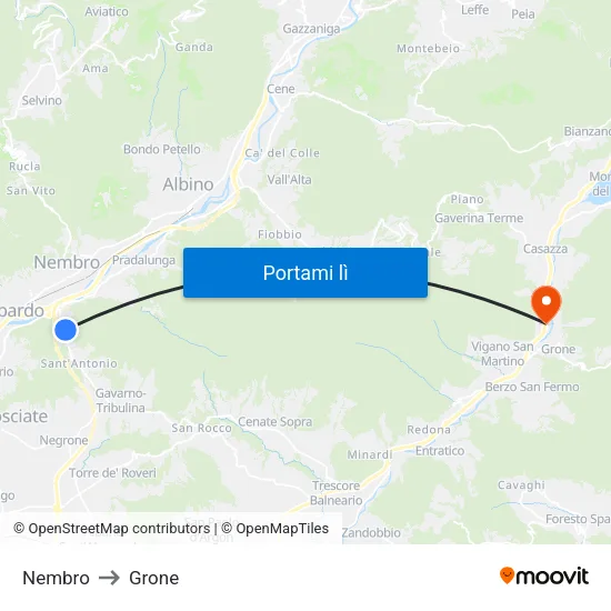 Nembro to Grone map