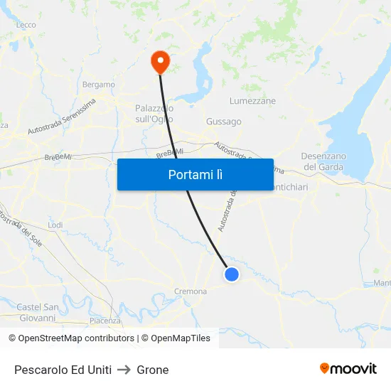 Pescarolo Ed Uniti to Grone map