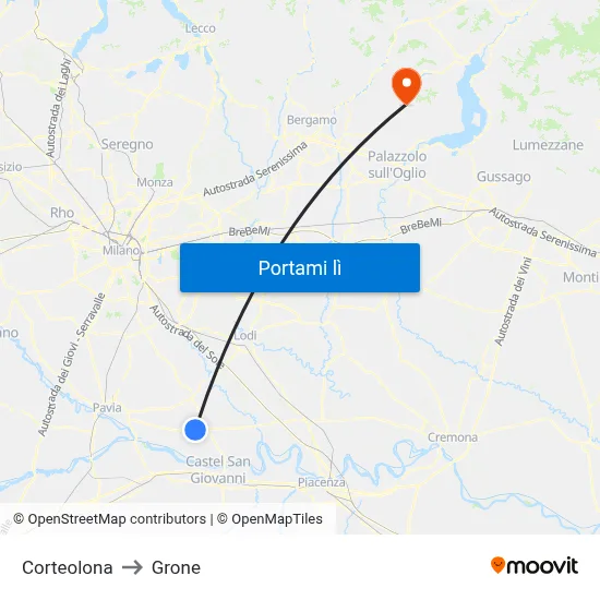 Corteolona to Grone map