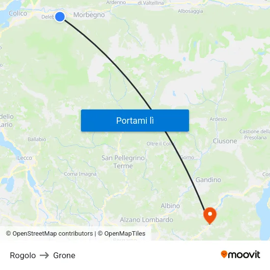 Rogolo to Grone map