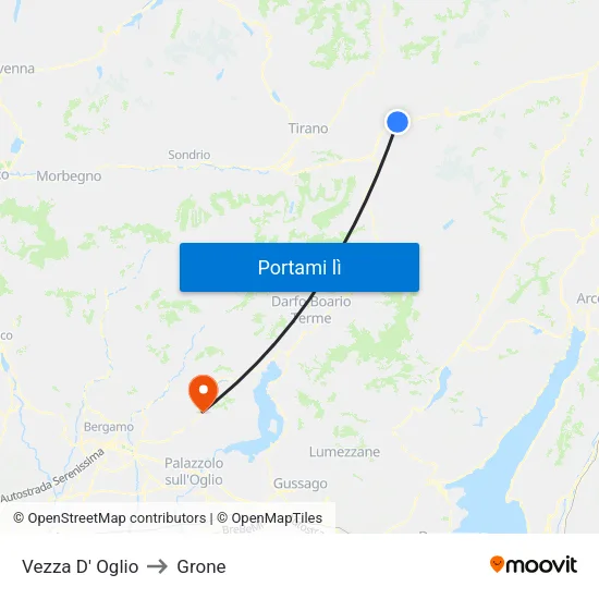 Vezza D' Oglio to Grone map