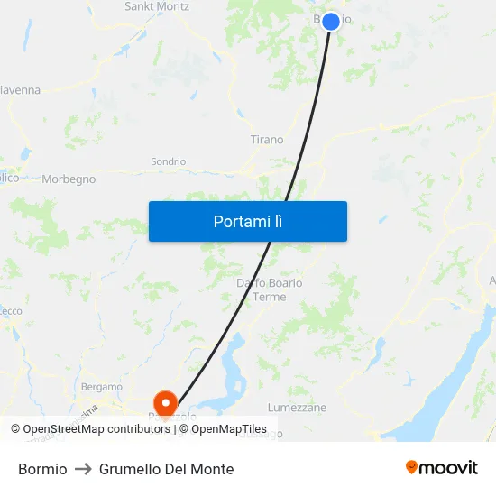 Bormio to Grumello Del Monte map
