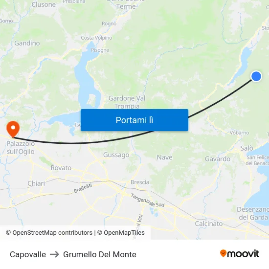 Capovalle to Grumello Del Monte map