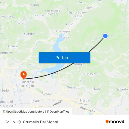 Collio to Grumello Del Monte map