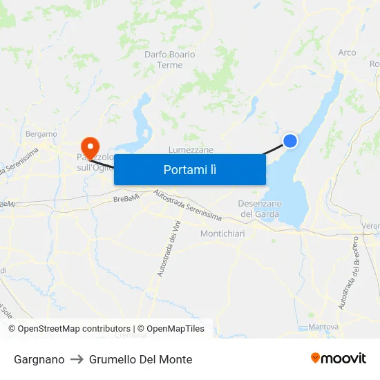 Gargnano to Grumello Del Monte map