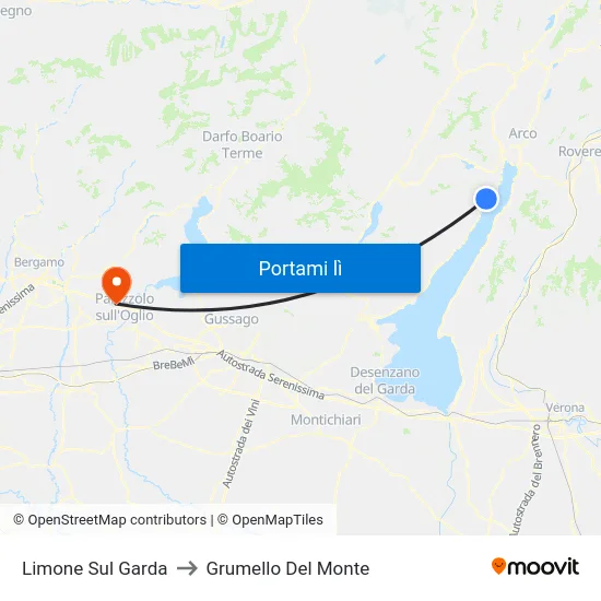 Limone Sul Garda to Grumello Del Monte map