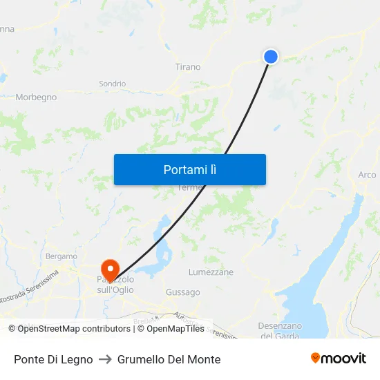 Ponte Di Legno to Grumello Del Monte map