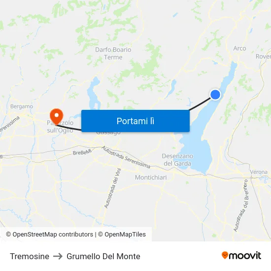 Tremosine to Grumello Del Monte map