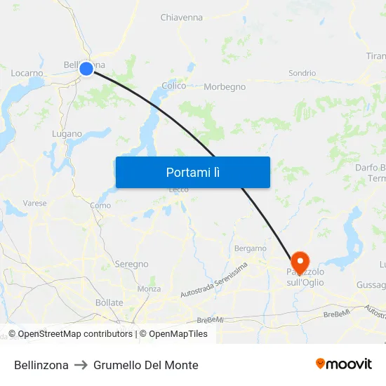 Bellinzona to Grumello Del Monte map