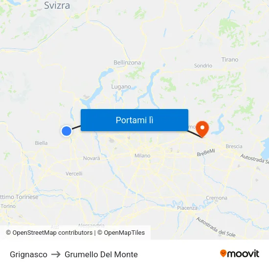 Grignasco to Grumello Del Monte map