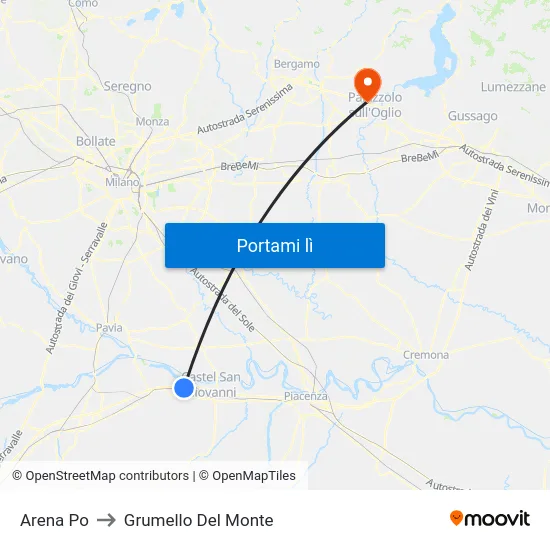 Arena Po to Grumello Del Monte map