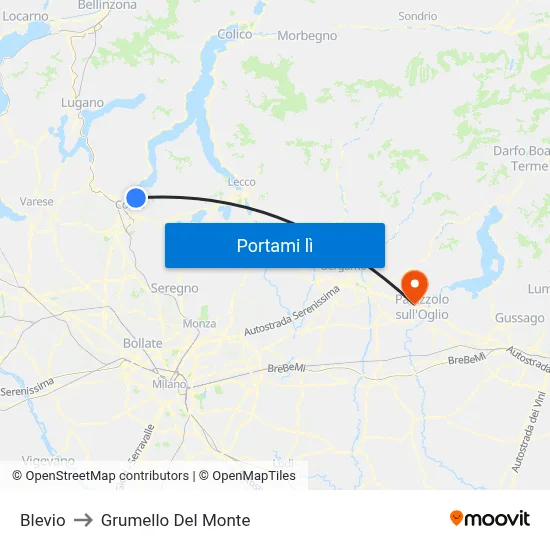 Blevio to Grumello Del Monte map