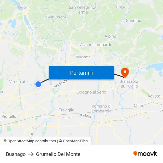 Busnago to Grumello Del Monte map