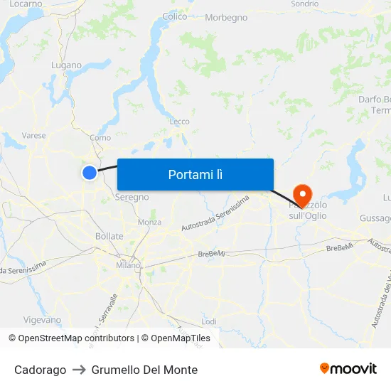 Cadorago to Grumello Del Monte map