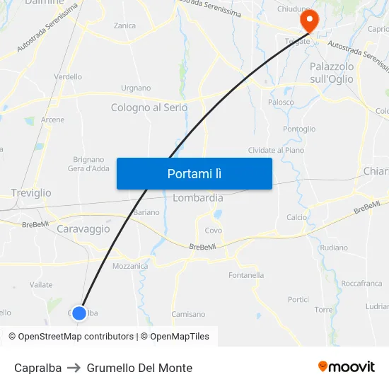 Capralba to Grumello Del Monte map
