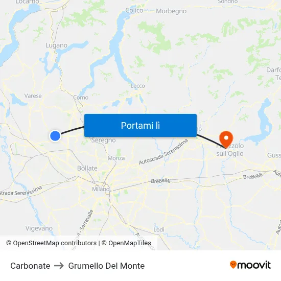 Carbonate to Grumello Del Monte map