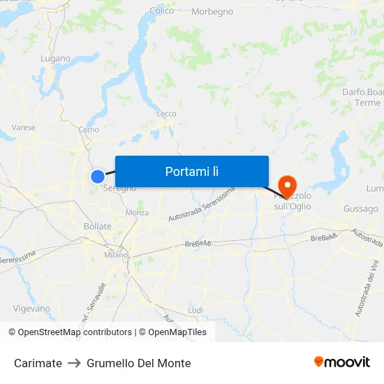 Carimate to Grumello Del Monte map