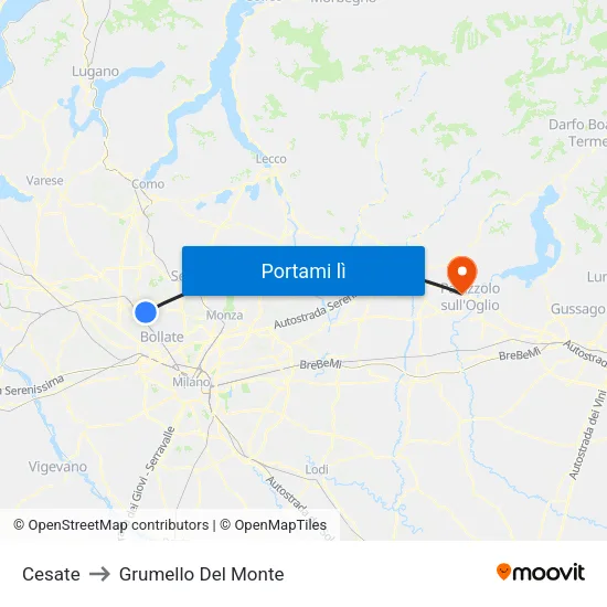 Cesate to Grumello Del Monte map