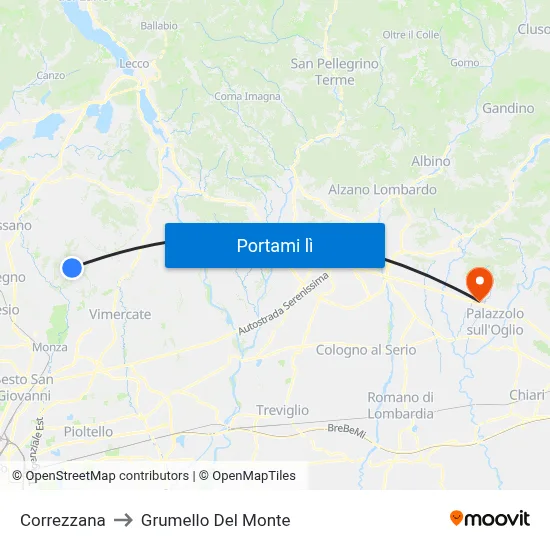 Correzzana to Grumello Del Monte map