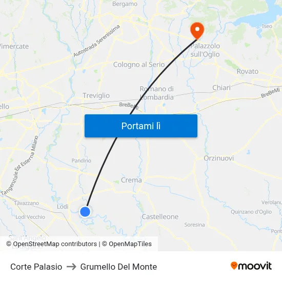 Corte Palasio to Grumello Del Monte map