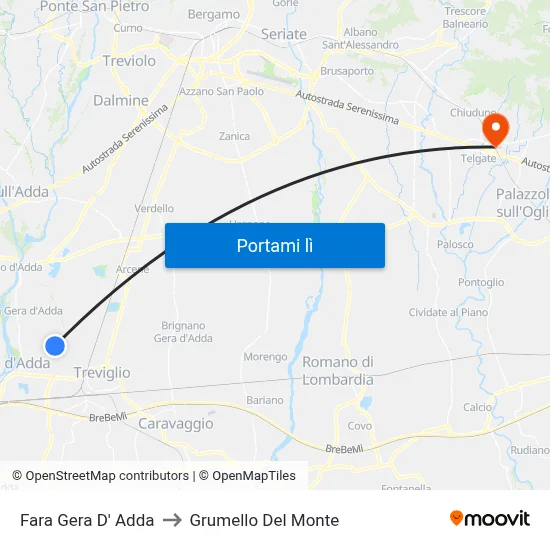 Fara Gera D' Adda to Grumello Del Monte map