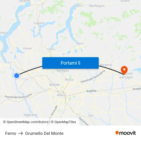 Ferno to Grumello Del Monte map
