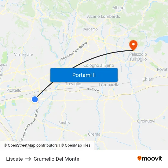 Liscate to Grumello Del Monte map