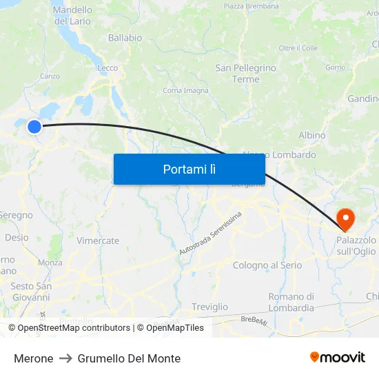 Merone to Grumello Del Monte map
