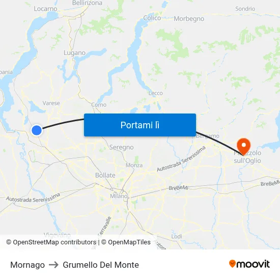 Mornago to Grumello Del Monte map