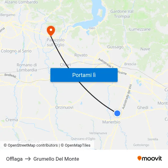 Offlaga to Grumello Del Monte map